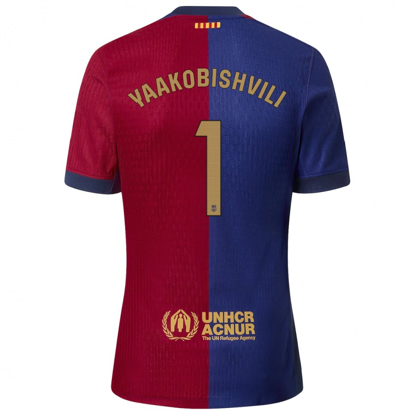 Danxen Børn Áron Yaakobishvili #1 Blå Rød Hjemmebane Spillertrøjer 2024/25 Trøje T-Shirt