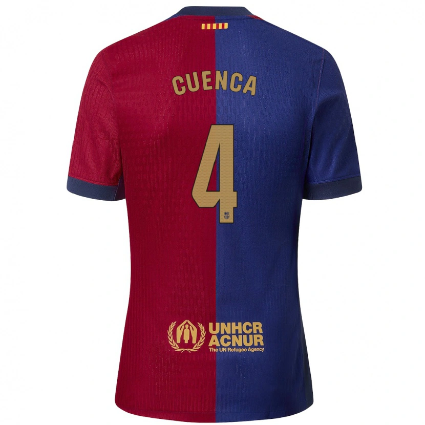 Danxen Børn Andrés Cuenca #4 Blå Rød Hjemmebane Spillertrøjer 2024/25 Trøje T-Shirt