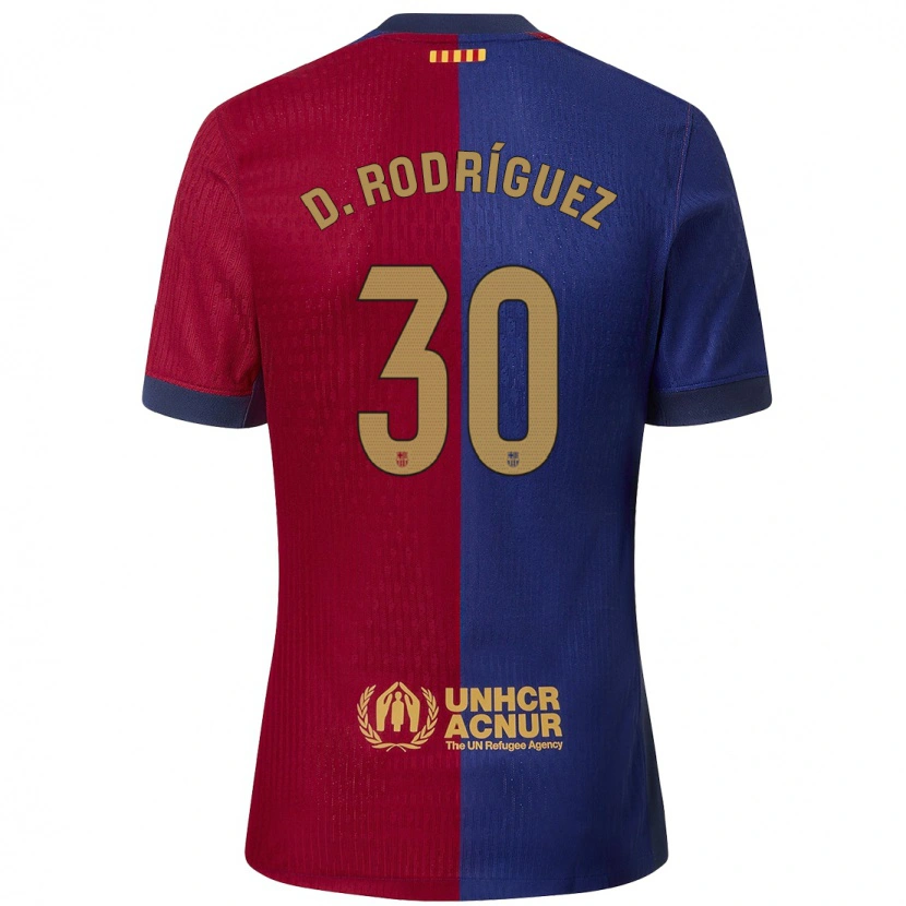 Danxen Børn Dani Rodríguez #30 Blå Rød Hjemmebane Spillertrøjer 2024/25 Trøje T-Shirt