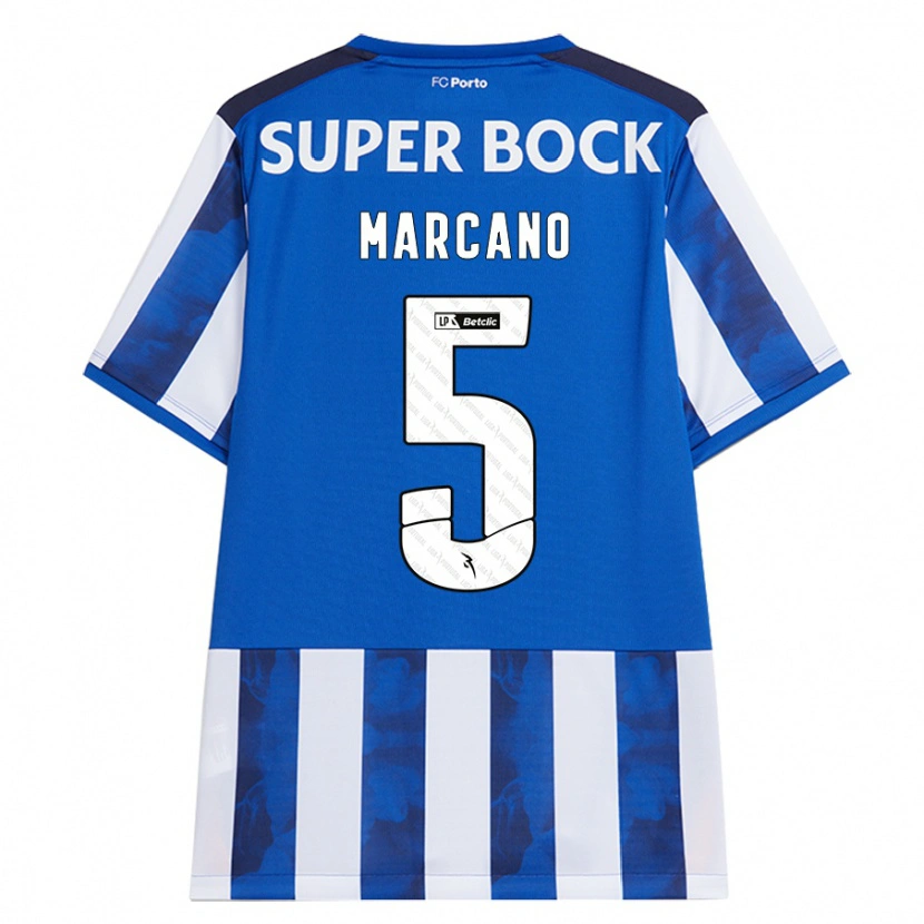 Danxen Børn Iván Marcano #5 Blå Hvid Hjemmebane Spillertrøjer 2024/25 Trøje T-Shirt