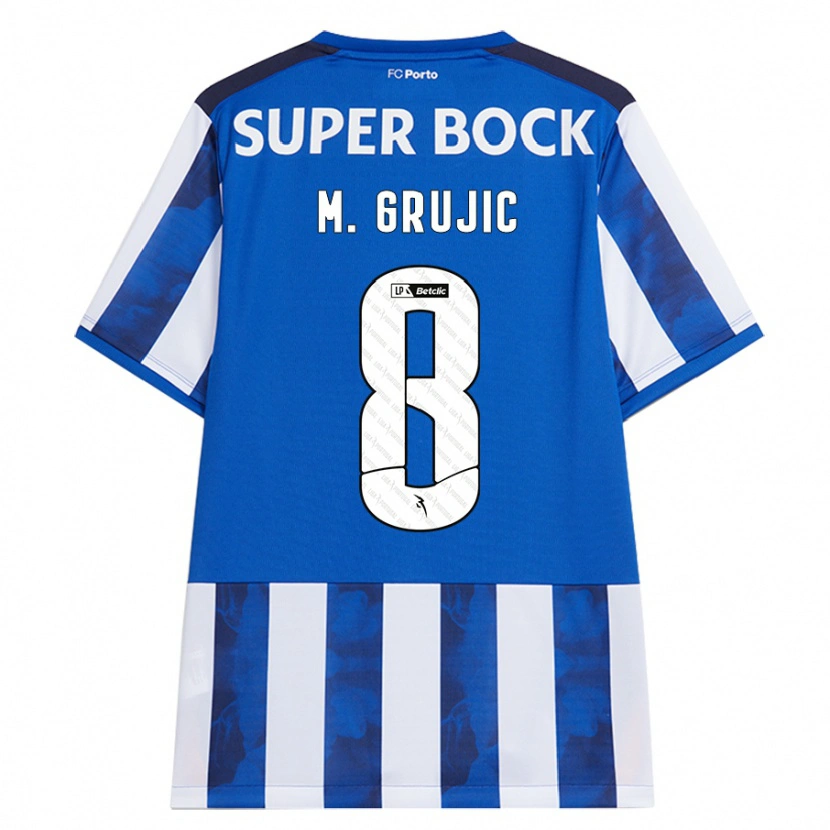 Danxen Børn Marko Grujic #8 Blå Hvid Hjemmebane Spillertrøjer 2024/25 Trøje T-Shirt