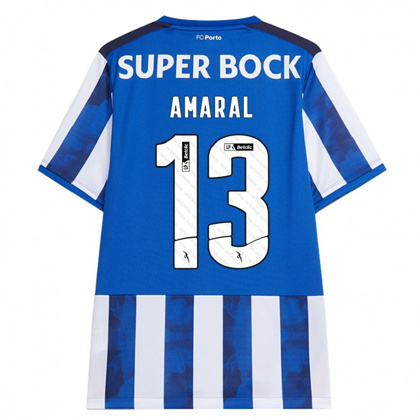 Danxen Børn Fábio Amaral #13 Blå Hvid Hjemmebane Spillertrøjer 2024/25 Trøje T-Shirt
