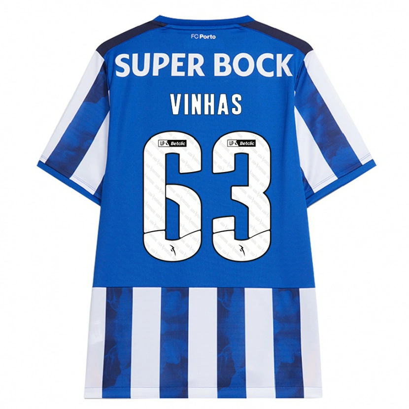 Danxen Børn David Vinhas #63 Blå Hvid Hjemmebane Spillertrøjer 2024/25 Trøje T-Shirt