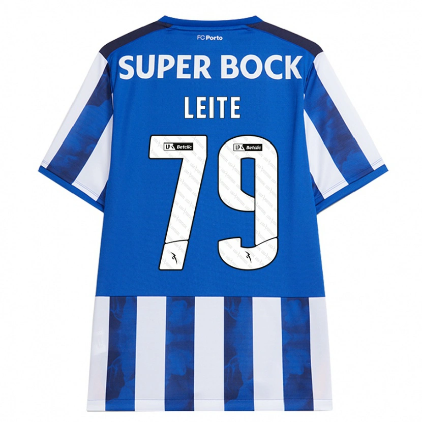 Danxen Børn Afonso Leite #79 Blå Hvid Hjemmebane Spillertrøjer 2024/25 Trøje T-Shirt