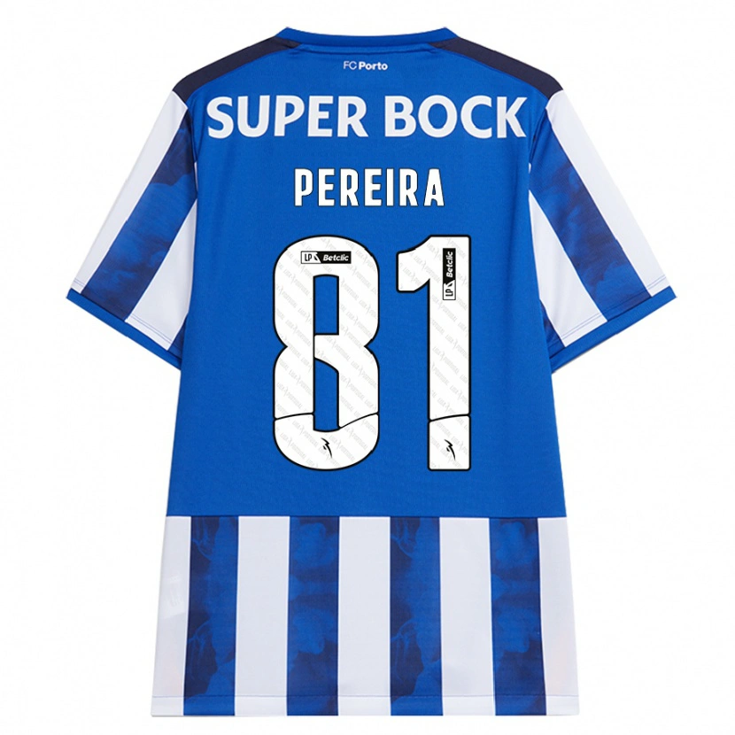 Danxen Børn Martim Pereira #81 Blå Hvid Hjemmebane Spillertrøjer 2024/25 Trøje T-Shirt