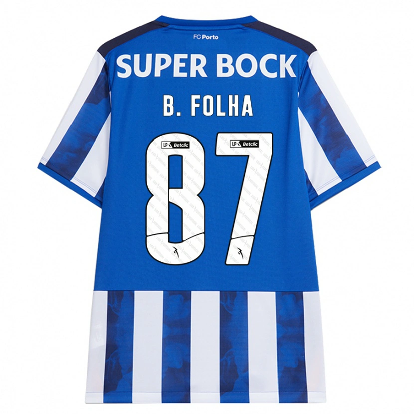 Danxen Børn Bernardo Folha #87 Blå Hvid Hjemmebane Spillertrøjer 2024/25 Trøje T-Shirt