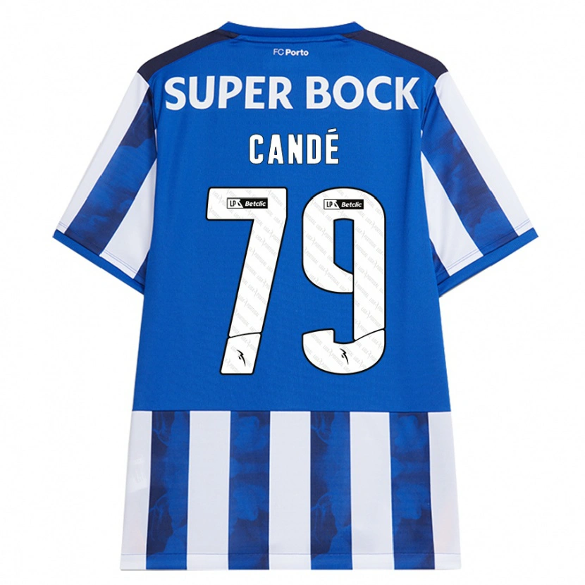Danxen Børn Umaro Candé #79 Blå Hvid Hjemmebane Spillertrøjer 2024/25 Trøje T-Shirt
