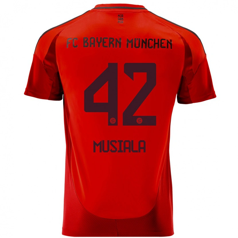 Danxen Børn Jamal Musiala #42 Rød Hjemmebane Spillertrøjer 2024/25 Trøje T-Shirt