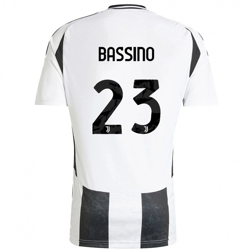 Danxen Børn Alessandro Bassino #23 Hvid Sort Hjemmebane Spillertrøjer 2024/25 Trøje T-Shirt