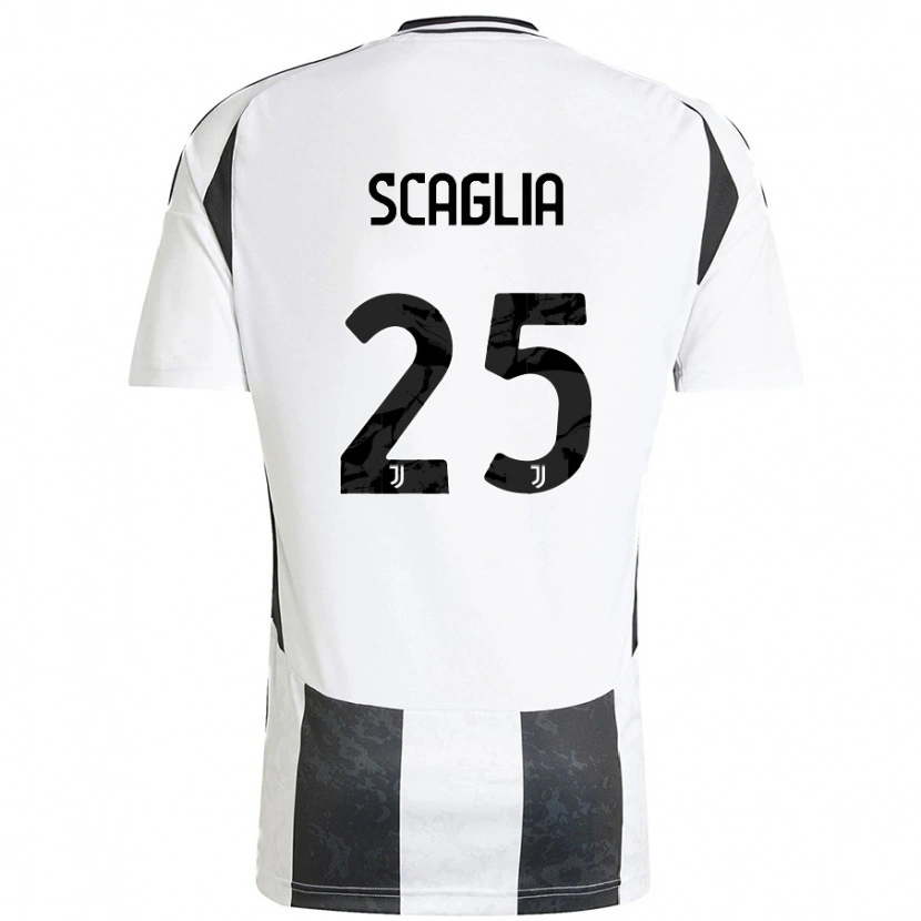 Danxen Børn Simone Scaglia #25 Hvid Sort Hjemmebane Spillertrøjer 2024/25 Trøje T-Shirt