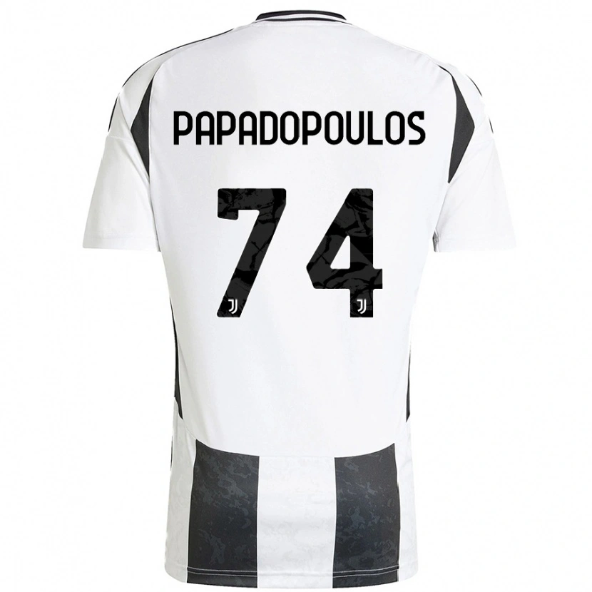 Danxen Børn Christos Papadopoulos #74 Hvid Sort Hjemmebane Spillertrøjer 2024/25 Trøje T-Shirt