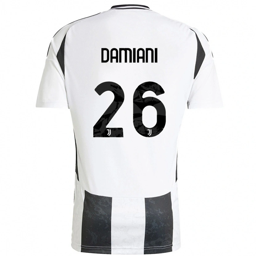 Danxen Børn Samuele Damiani #26 Hvid Sort Hjemmebane Spillertrøjer 2024/25 Trøje T-Shirt