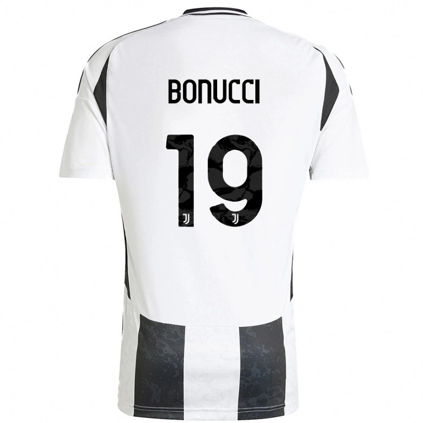 Danxen Børn Leonardo Bonucci #19 Hvid Sort Hjemmebane Spillertrøjer 2024/25 Trøje T-Shirt