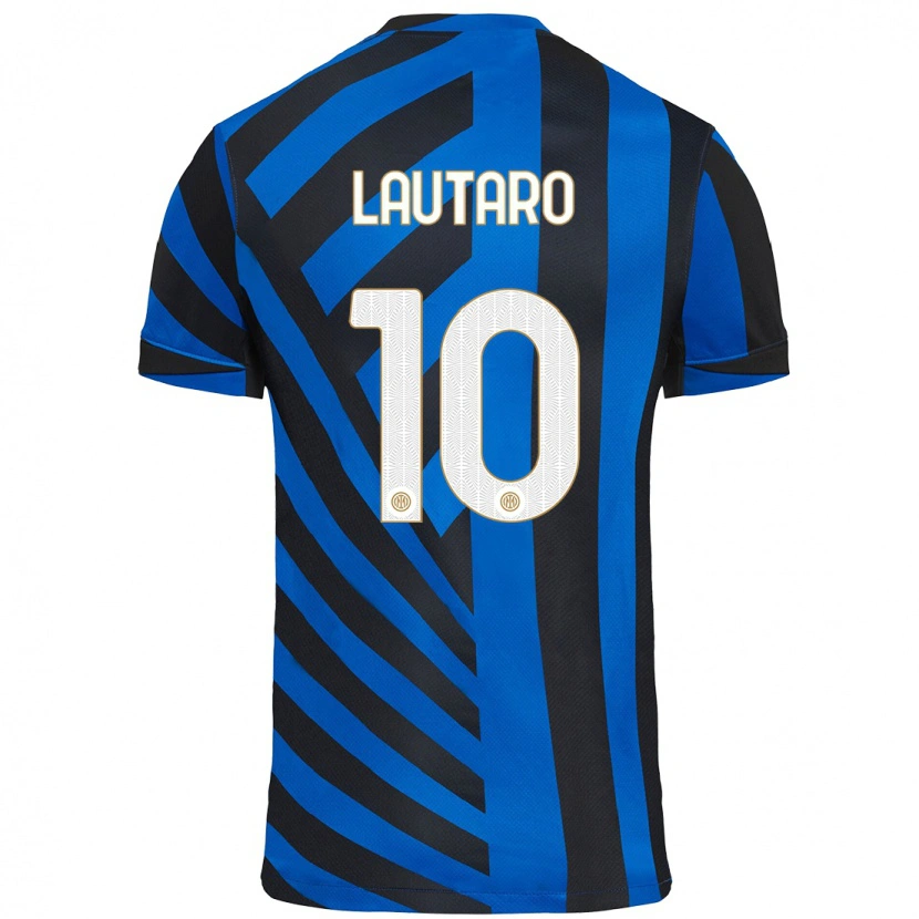 Danxen Børn Lautaro Martínez #10 Blå Sort Hjemmebane Spillertrøjer 2024/25 Trøje T-Shirt