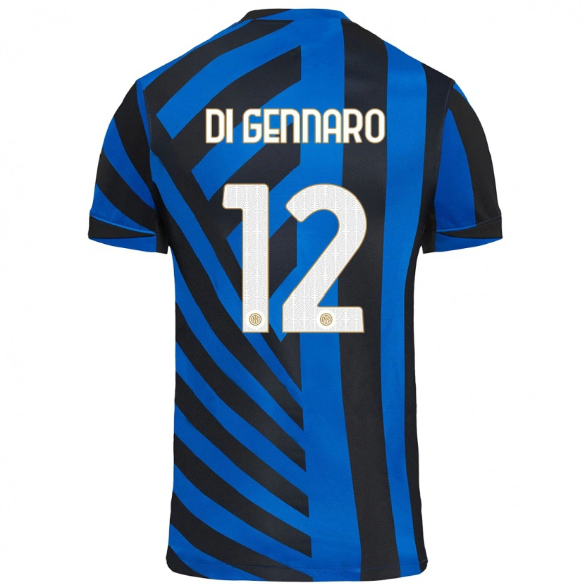 Danxen Børn Raffaele Di Gennaro #12 Blå Sort Hjemmebane Spillertrøjer 2024/25 Trøje T-Shirt