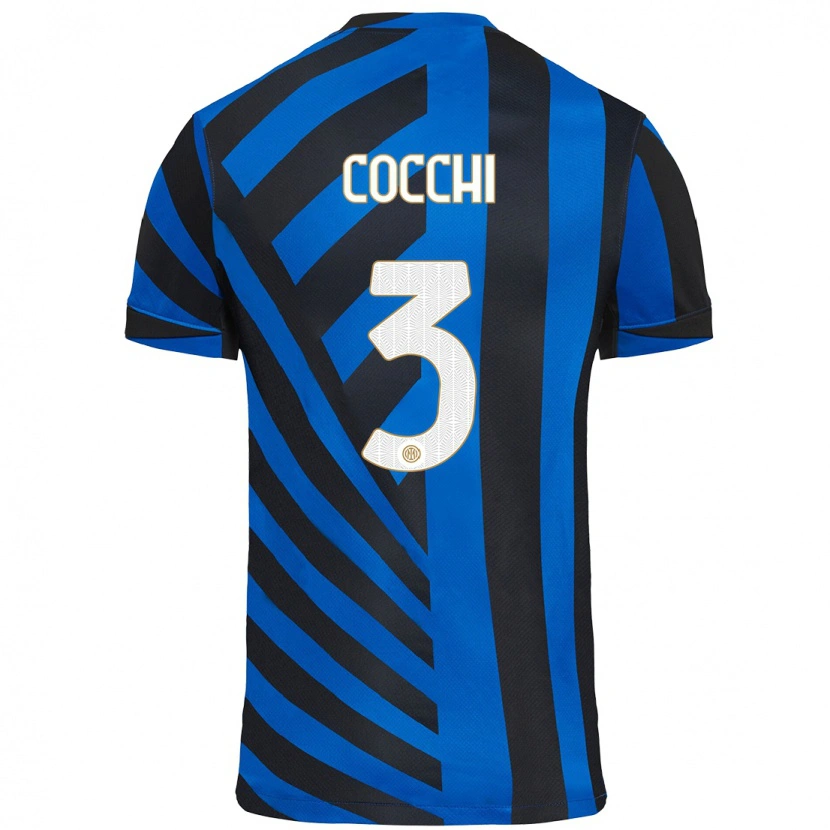 Danxen Børn Matteo Cocchi #3 Blå Sort Hjemmebane Spillertrøjer 2024/25 Trøje T-Shirt