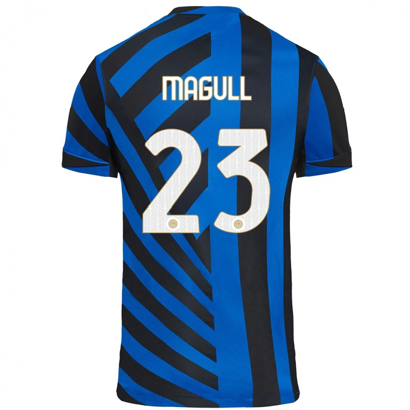 Danxen Børn Lina Magull #23 Blå Sort Hjemmebane Spillertrøjer 2024/25 Trøje T-Shirt