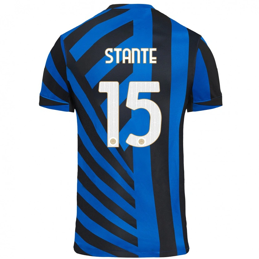 Danxen Børn Francesco Stante #15 Blå Sort Hjemmebane Spillertrøjer 2024/25 Trøje T-Shirt