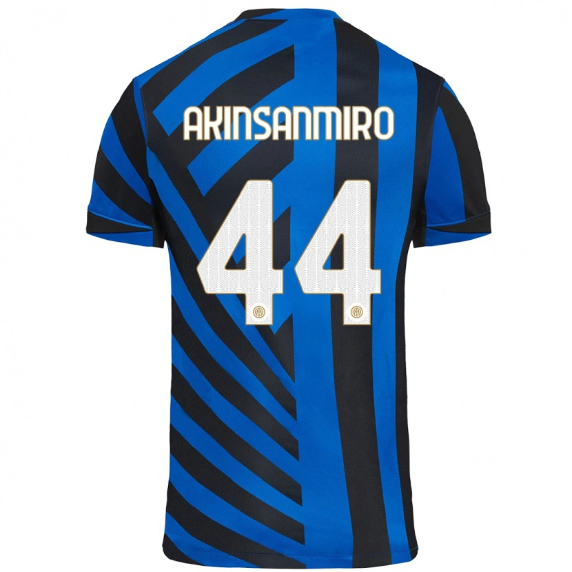 Danxen Børn Ebenezer Akinsanmiro #44 Blå Sort Hjemmebane Spillertrøjer 2024/25 Trøje T-Shirt