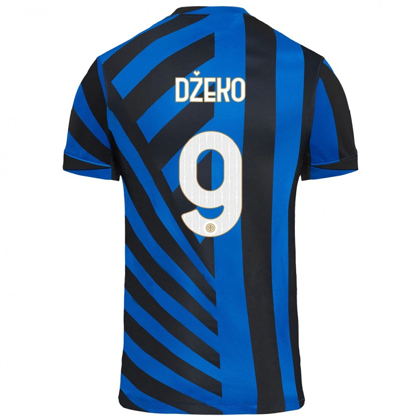 Danxen Børn Edin Dzeko #9 Blå Sort Hjemmebane Spillertrøjer 2024/25 Trøje T-Shirt