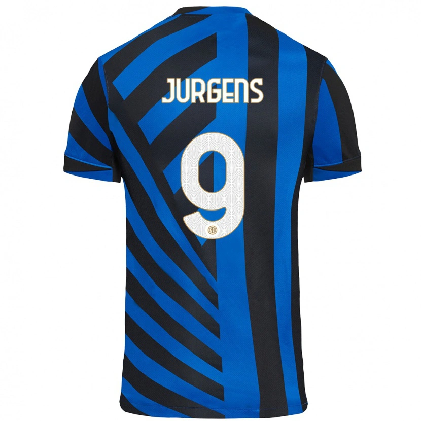 Danxen Børn Oliver Jurgens #9 Blå Sort Hjemmebane Spillertrøjer 2024/25 Trøje T-Shirt