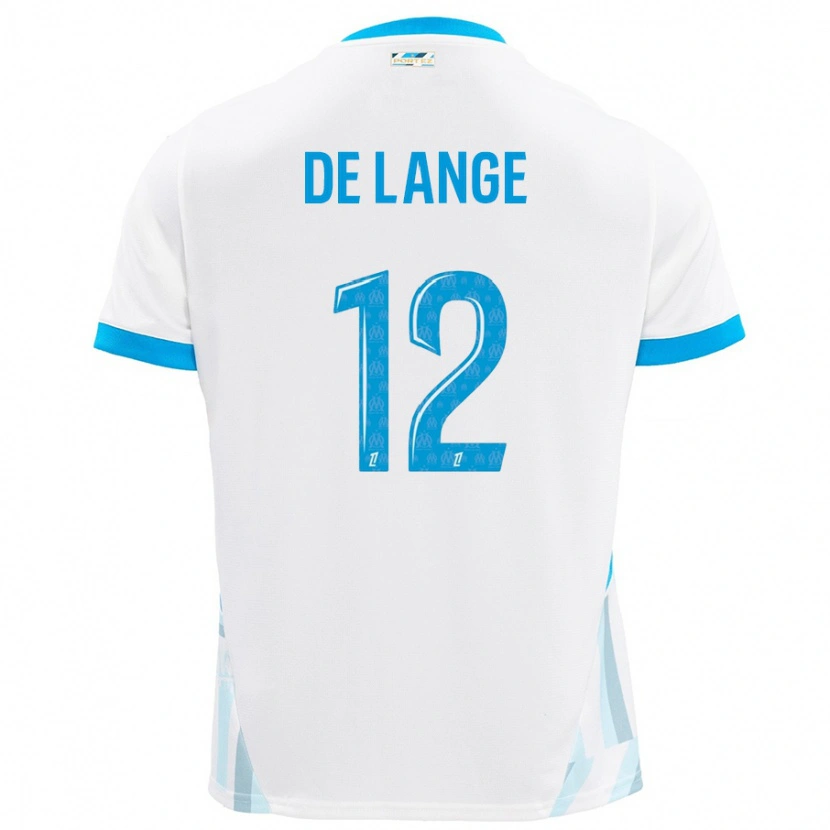 Danxen Børn Jeffrey De Lange #12 Hvid Himmelblå Hjemmebane Spillertrøjer 2024/25 Trøje T-Shirt