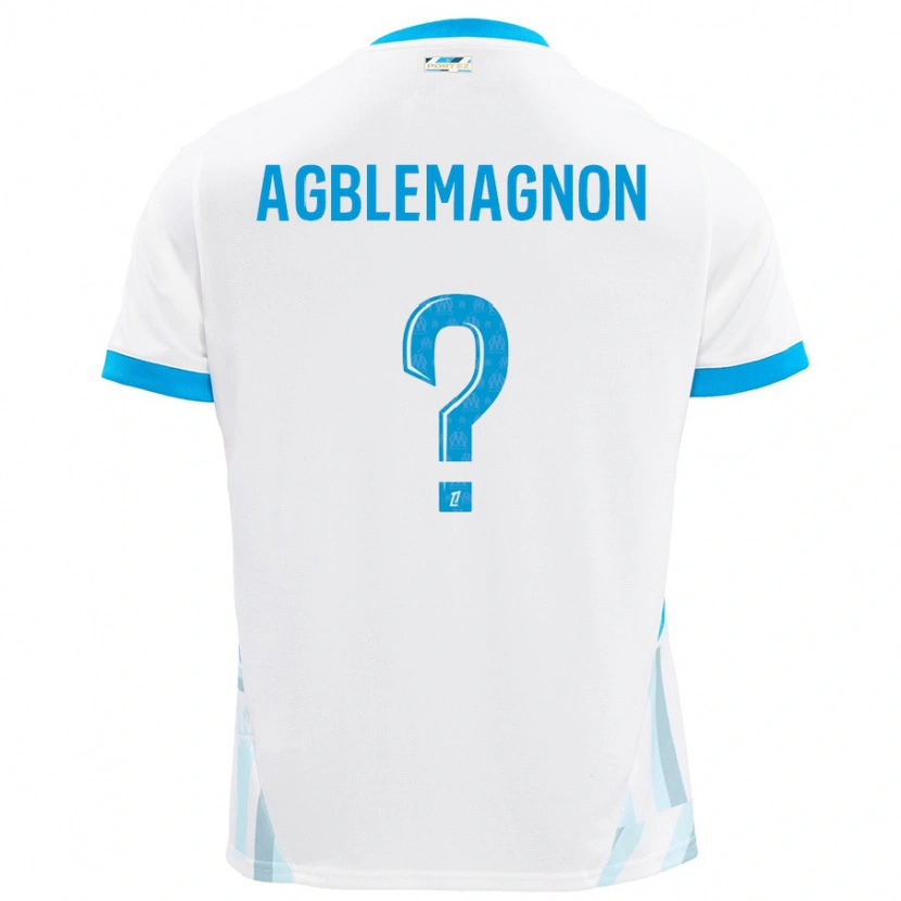 Danxen Børn Jordan Agblemagnon #0 Hvid Himmelblå Hjemmebane Spillertrøjer 2024/25 Trøje T-Shirt