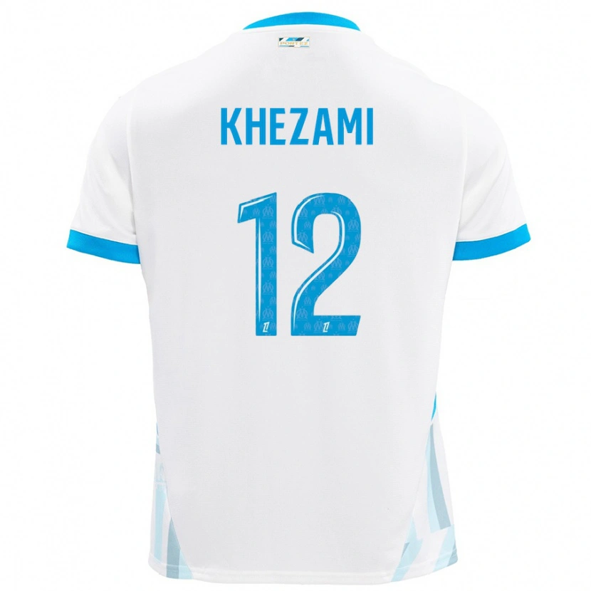 Danxen Børn Roselène Khezami #12 Hvid Himmelblå Hjemmebane Spillertrøjer 2024/25 Trøje T-Shirt