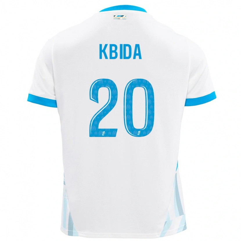 Danxen Børn Inès Kbida #20 Hvid Himmelblå Hjemmebane Spillertrøjer 2024/25 Trøje T-Shirt