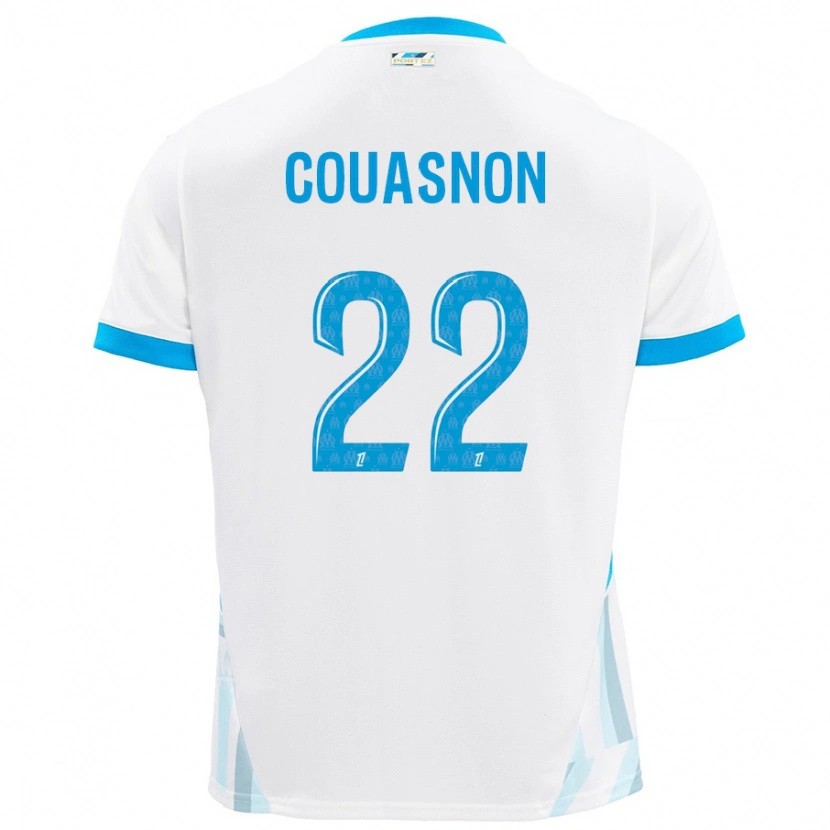 Danxen Børn Roxane Couasnon #22 Hvid Himmelblå Hjemmebane Spillertrøjer 2024/25 Trøje T-Shirt