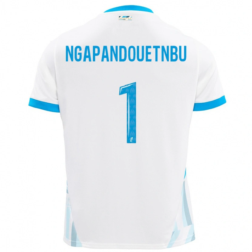 Danxen Børn Simon Ngapandouetnbu #1 Hvid Himmelblå Hjemmebane Spillertrøjer 2024/25 Trøje T-Shirt