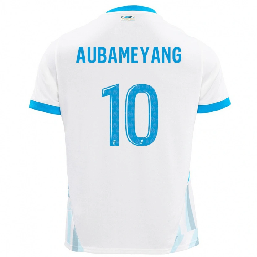 Danxen Børn Pierre-Emerick Aubameyang #10 Hvid Himmelblå Hjemmebane Spillertrøjer 2024/25 Trøje T-Shirt