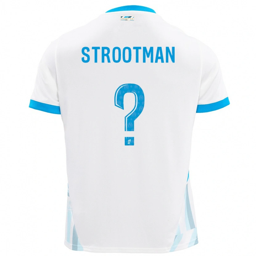 Danxen Børn Kevin Strootman #0 Hvid Himmelblå Hjemmebane Spillertrøjer 2024/25 Trøje T-Shirt