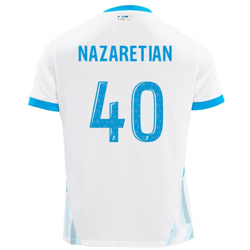Danxen Børn Manuel Nazaretian #40 Hvid Himmelblå Hjemmebane Spillertrøjer 2024/25 Trøje T-Shirt