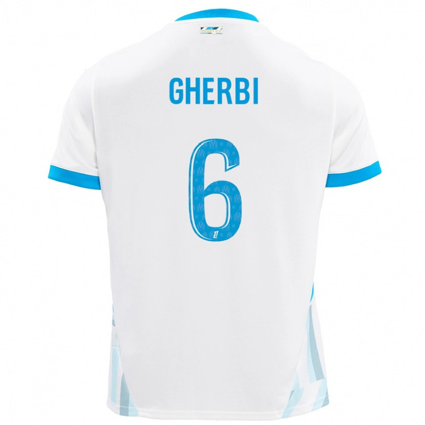 Danxen Børn Candice Gherbi #6 Hvid Himmelblå Hjemmebane Spillertrøjer 2024/25 Trøje T-Shirt