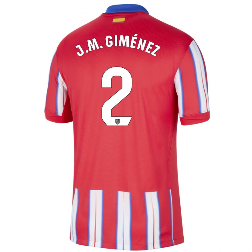 Danxen Børn José María Giménez #2 Rød Hvid Blå Hjemmebane Spillertrøjer 2024/25 Trøje T-Shirt