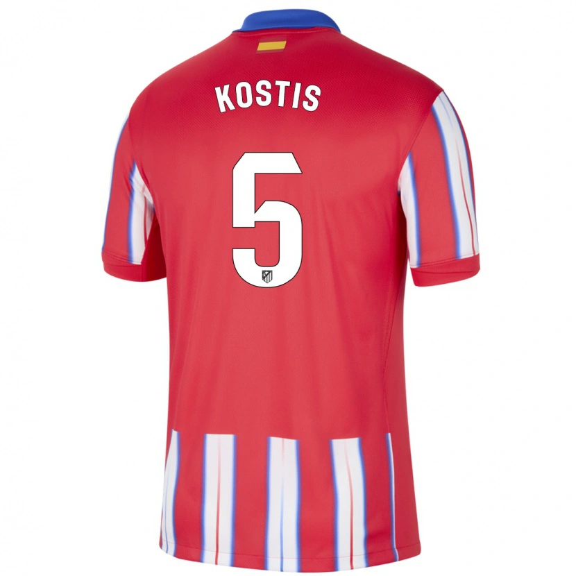 Danxen Børn Ilias Kostis #5 Rød Hvid Blå Hjemmebane Spillertrøjer 2024/25 Trøje T-Shirt