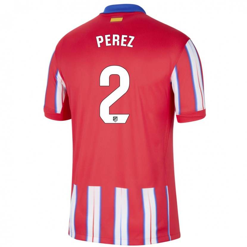 Danxen Børn Xènia Pérez #2 Rød Hvid Blå Hjemmebane Spillertrøjer 2024/25 Trøje T-Shirt