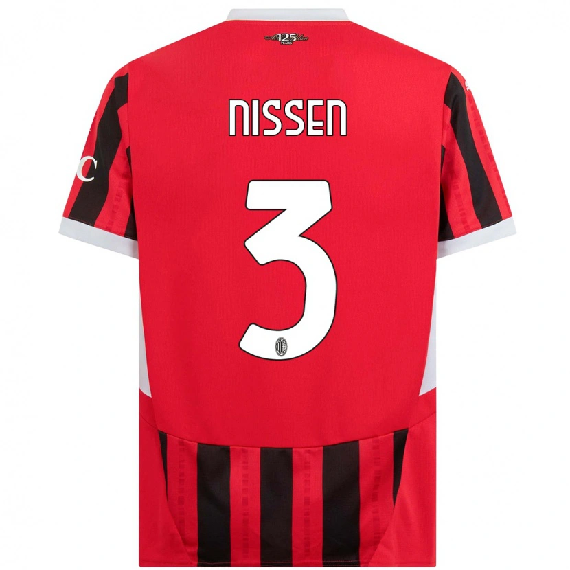 Danxen Børn Fredrik Nissen #3 Rød Sort Hjemmebane Spillertrøjer 2024/25 Trøje T-Shirt