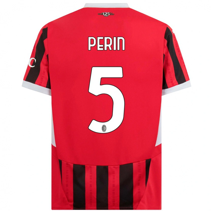 Danxen Børn Ernesto Perin #5 Rød Sort Hjemmebane Spillertrøjer 2024/25 Trøje T-Shirt