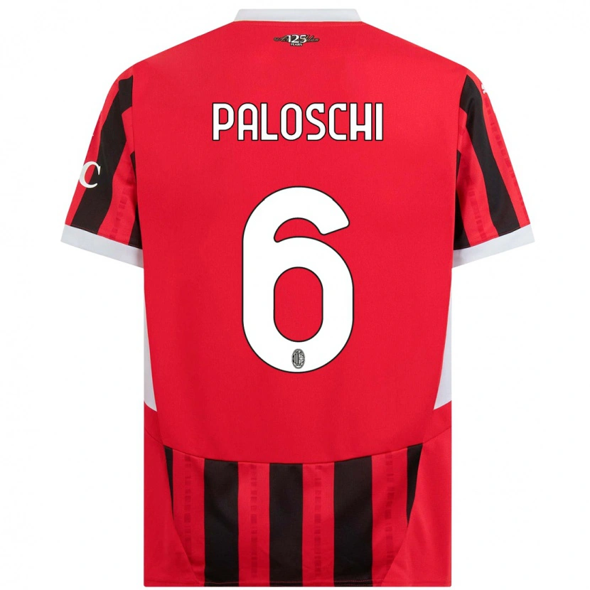 Danxen Børn Dorian Paloschi #6 Rød Sort Hjemmebane Spillertrøjer 2024/25 Trøje T-Shirt