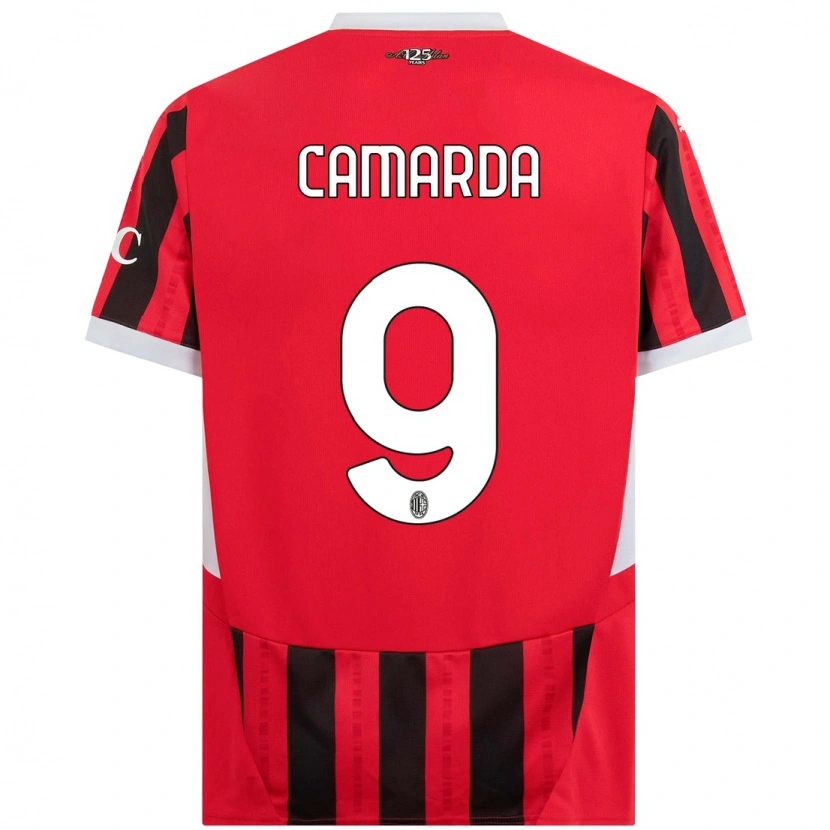 Danxen Børn Francesco Camarda #9 Rød Sort Hjemmebane Spillertrøjer 2024/25 Trøje T-Shirt