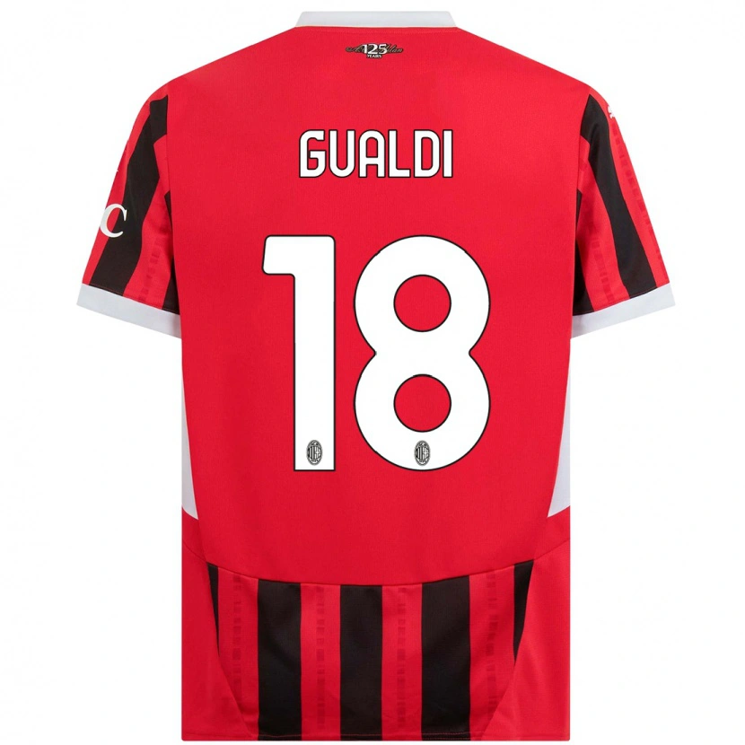 Danxen Børn Andrea Gualdi #18 Rød Sort Hjemmebane Spillertrøjer 2024/25 Trøje T-Shirt
