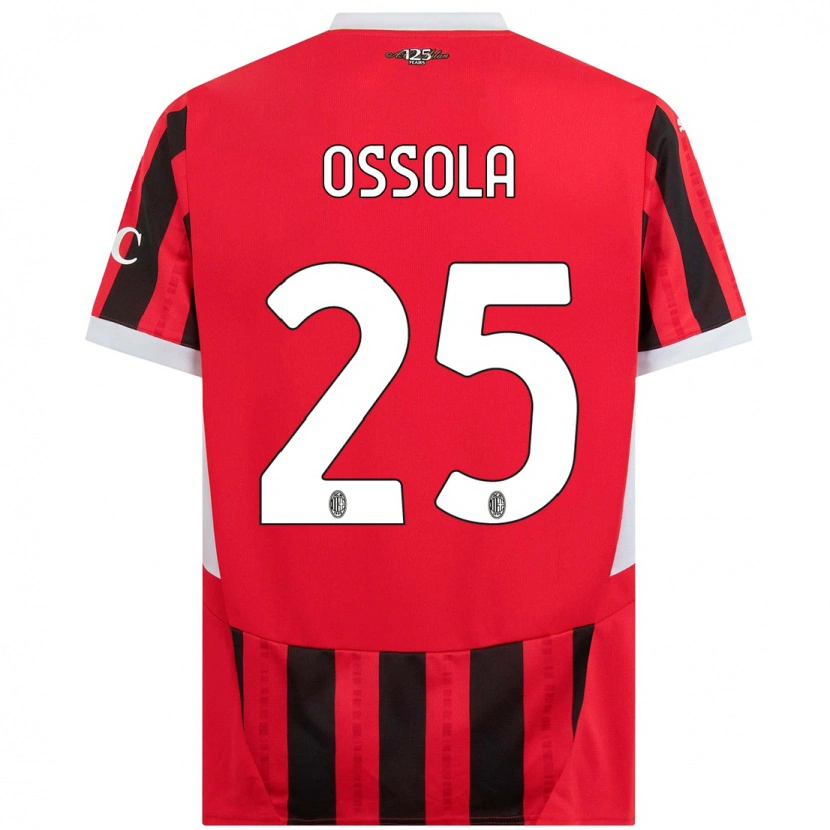 Danxen Børn Lorenzo Ossola #25 Rød Sort Hjemmebane Spillertrøjer 2024/25 Trøje T-Shirt