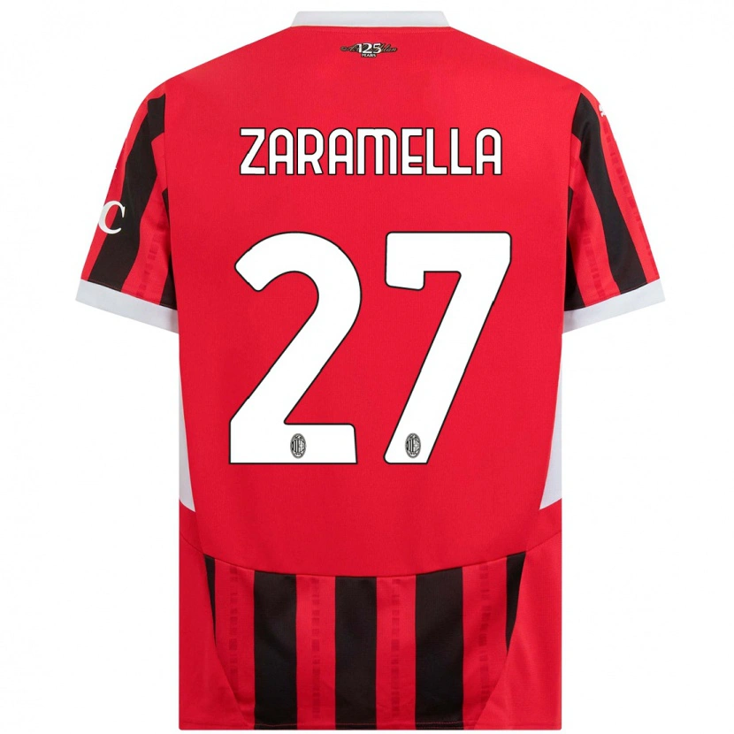 Danxen Børn Mattia Zaramella #27 Rød Sort Hjemmebane Spillertrøjer 2024/25 Trøje T-Shirt
