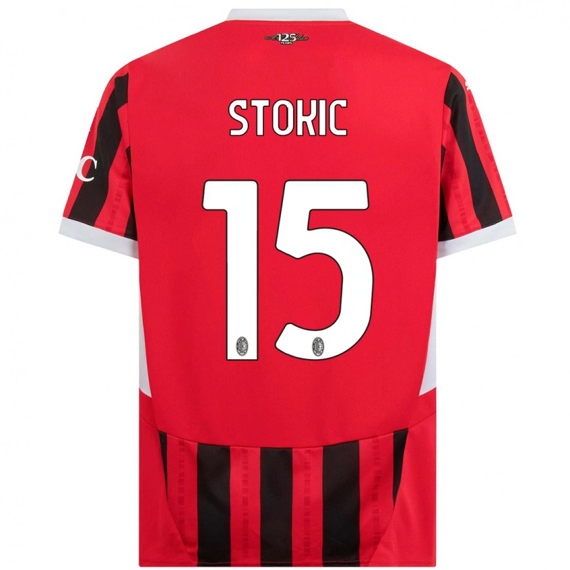 Danxen Børn Sara Stokić #15 Rød Sort Hjemmebane Spillertrøjer 2024/25 Trøje T-Shirt
