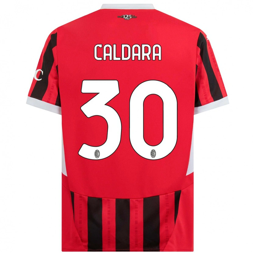Danxen Børn Mattia Caldara #30 Rød Sort Hjemmebane Spillertrøjer 2024/25 Trøje T-Shirt