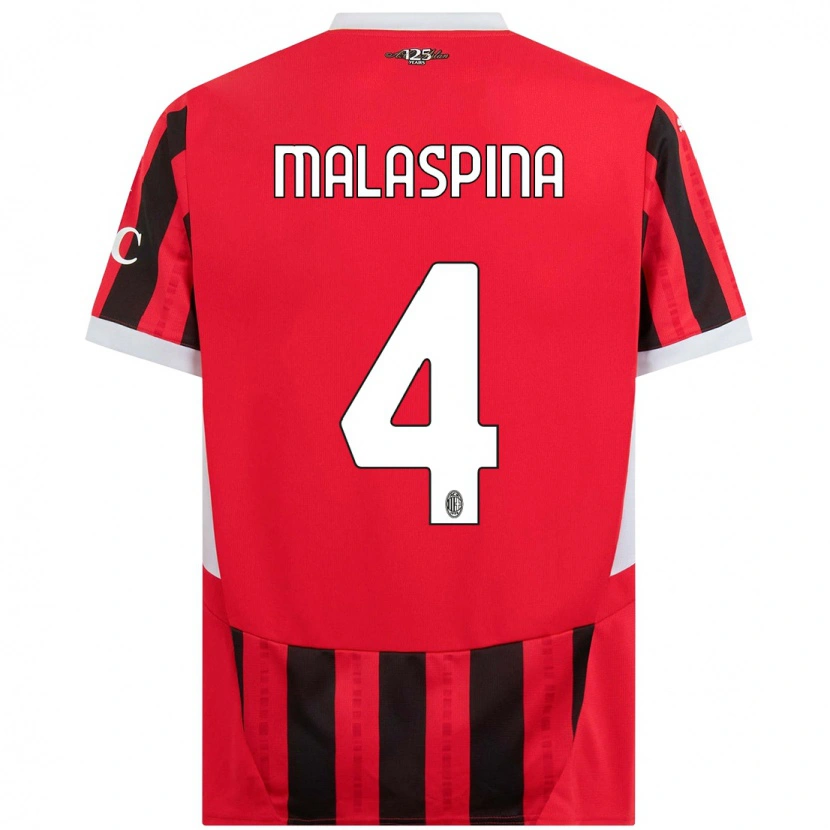 Danxen Børn Mattia Malaspina #4 Rød Sort Hjemmebane Spillertrøjer 2024/25 Trøje T-Shirt