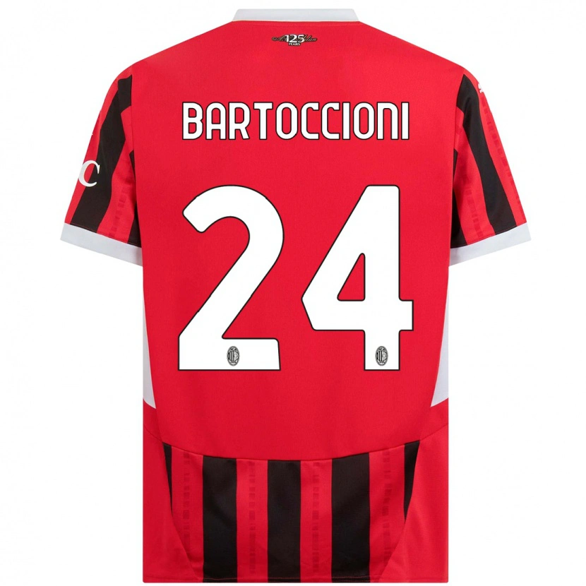 Danxen Børn Andrea Bartoccioni #24 Rød Sort Hjemmebane Spillertrøjer 2024/25 Trøje T-Shirt