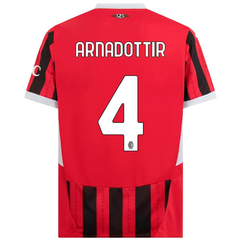 Danxen Børn Guony Arnadottir #4 Rød Sort Hjemmebane Spillertrøjer 2024/25 Trøje T-Shirt